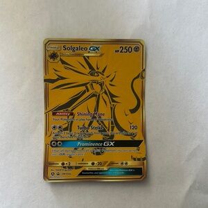 Pokemon Solgaleo GX Card - Gold and Black